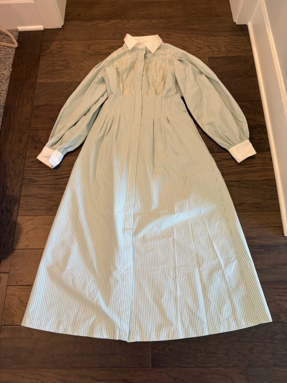 New with Tags Tuckernuck Green and White Striped Embellished Corinne Dress Sz S - Picture 7 of 15